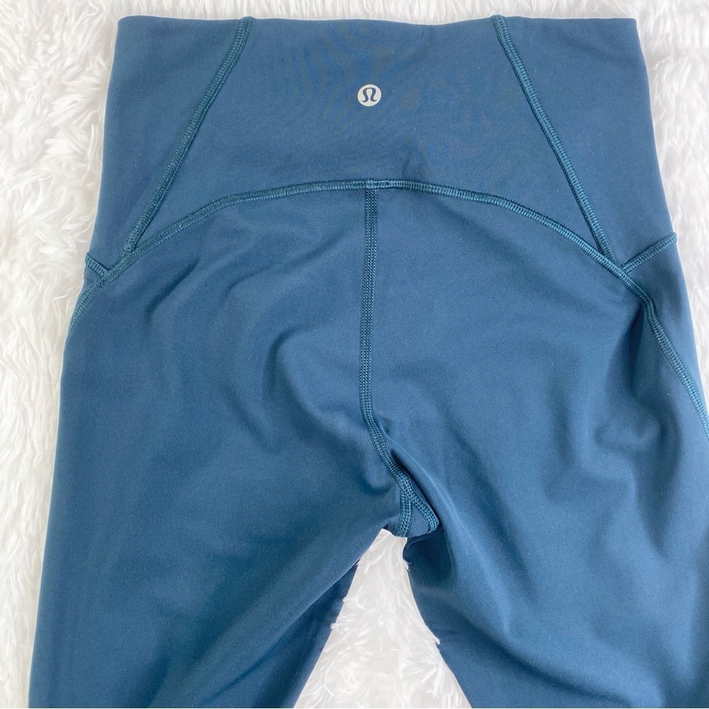LULULEMON Train Times Crop 17" Jaded Teal Green Luxtreme Mesh‎ 6 - Picture 6 of 11